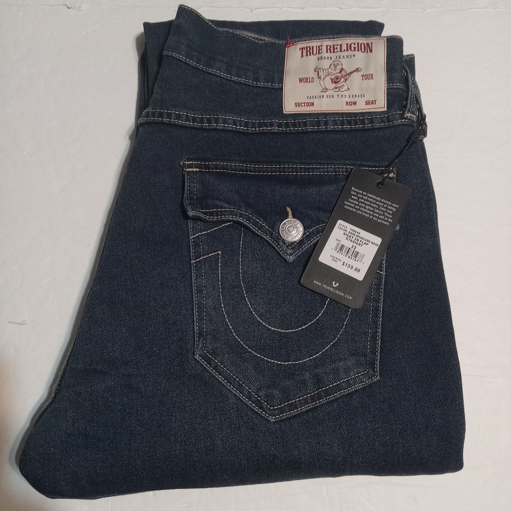 True Religion Men's Ricky Relaxed Straight Leg Blue Jeans NWT